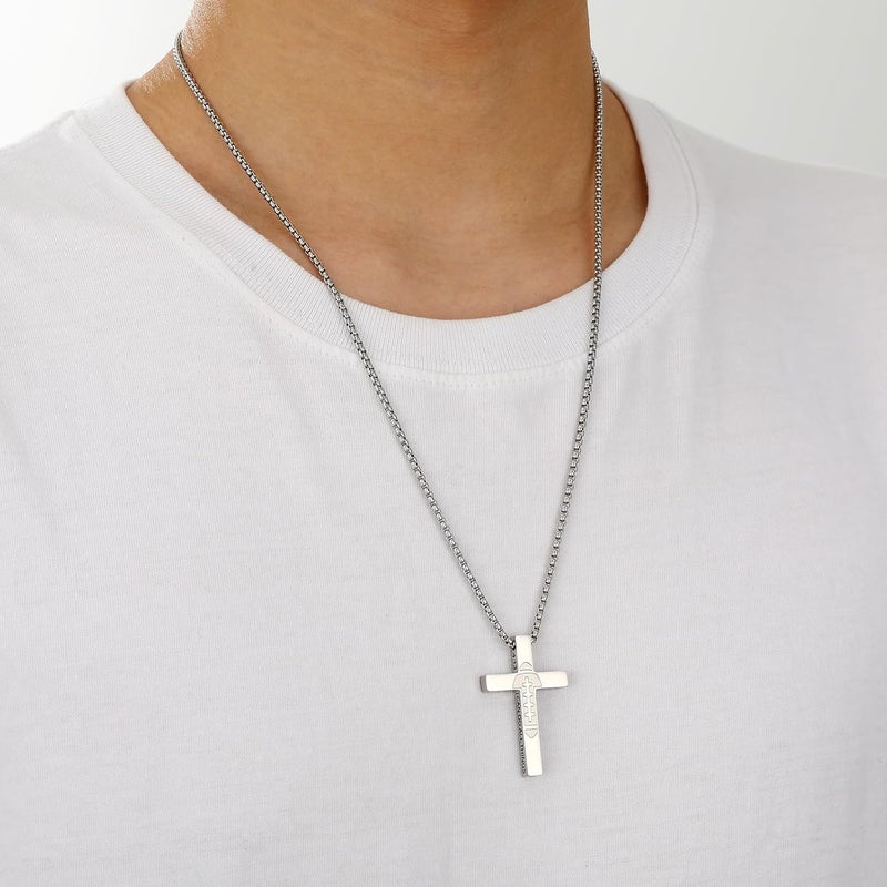VULETO Football Cross Necklace for Boys Men, Stainless Steel Bible Verse Cross Pendant Chain Sports Gear Stuff Valentines Easter Christian Religious Jewelry Gifts for Teen Boys Kids - Image 2